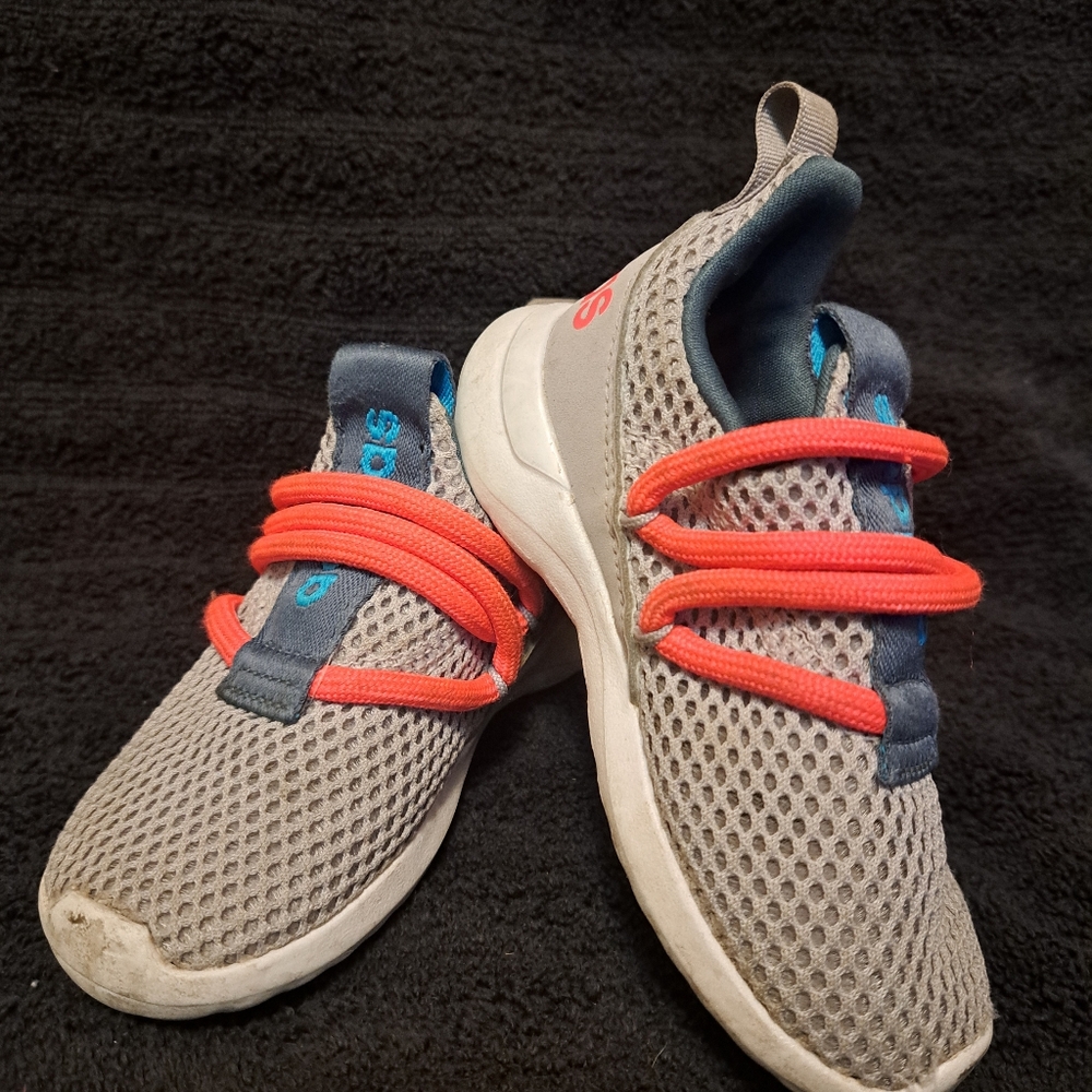 Adidas slip on, size 6 kids, grey with orange laces